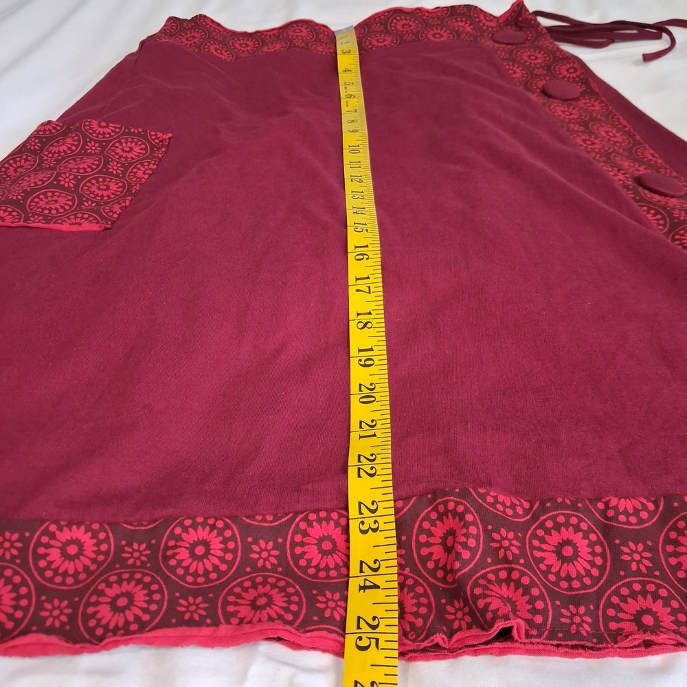 Za Zen Burgundy Red Mandala Print Wrap Skirt Womens Large Boho Midi Side Pocket - Picture 6 of 15